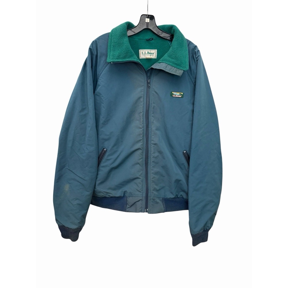 Vintage LL Bean Warm-Up Jacket Mens XL Tall Teal Fleece Lined USA Bomber HR/RR-1